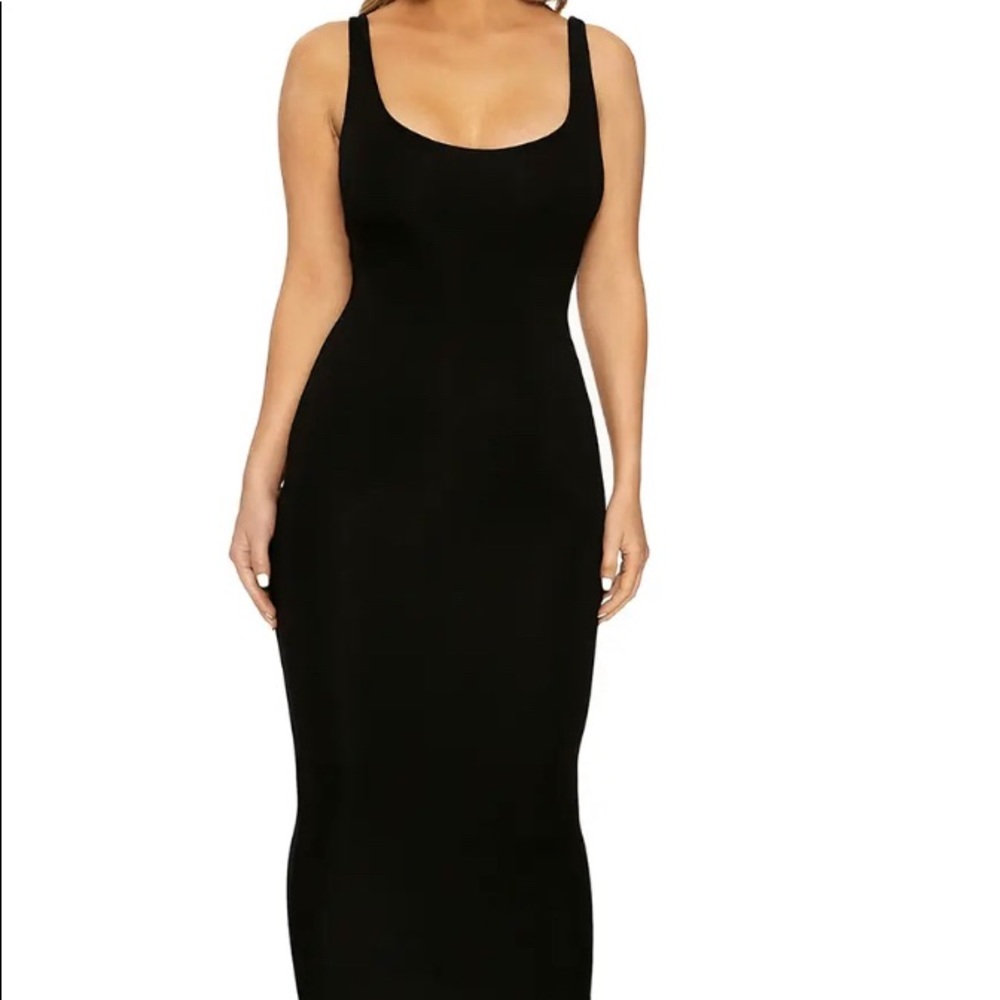 Brand new black ribbed midi dress!